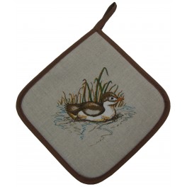 Potholder with duckling printed 51% linen 49% cotton