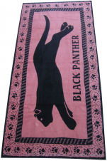 Strandtuch 87x177cm "Black Panther" schwarz und rosa jacquard 100% Baumwolle