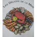 Slabbetje tekening een zeevruchten plaat "les délices de la mer" 100% katoen