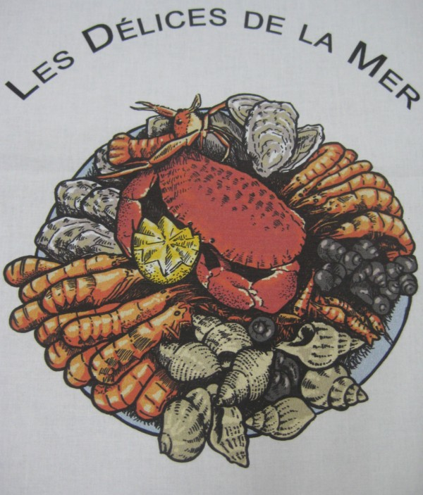 Bib drawing a seafood plate 100 cotton