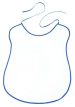 White bib with royal blue outline, 100% cotton, width 41 cm x height 57 cm