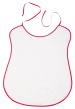 White bib with red outline, 100% cotton, width 41 cm x height 57 cm