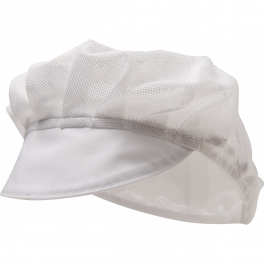 White food cap, ventilated mesh with visor 65% polyester and 35% cotton