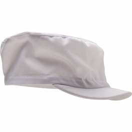 Food white cap, rigid peak, 65% polyester and 35% cotton, one size, 200 gr/m²