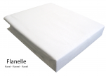 Drap housse blanc 100% coton flanelle 165 gr/m² élastiqué largeur