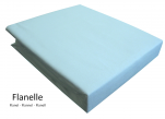Drap housse bleu clair 100% coton flanelle 165 gr/m² élastiqué largeur