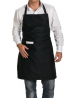 Black bib apron central pocket pressures 65/35 polycotton 84X68 cm