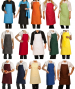 Bib apron colors, liens coulissants, central pocket, 65/35 polycotton