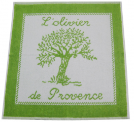 Handdoek 50X50 cm Olijfbomen in de Provence 100% katoen jacquard