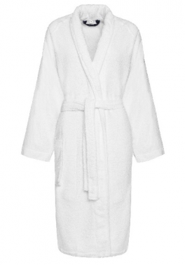 Shawl collar bathrobe 100% cotton, 430 g/m², White