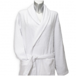 Bathrobe with shawl collar 100% cotton white