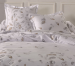 Duvet cover and pillowcase 65x65 cm white 100% cotton percale printed feathers