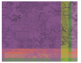 Placemat 40x50 cm 100% cotton purple, green and coral vases and flowers