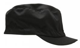 Food black cap, rigid peak, 65% polyester and 35% cotton, one size, 200 gr/m²