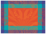 Pack of 2 placemat 40x55 cm 100% cotton orange feathers on blue, turquoise, purp