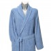 Bathrobe with shawl collar 100% cotton blue