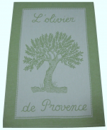 Essuie vaisselle l'olivier de provence vert clair 100% coton jacquard 50x75 cm