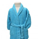 Children's bathrobe towelling 100% cotton aqua