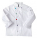 White children's chef jacket rounded collar colored press studs polycotton