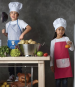 Fuschia roze  bovenstuk schort voor kind p'tite chef + witte koksmuts verstelbaa