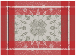 Placemat 40x55 cm 100% cotton hearts, crystals and snowflakes, red