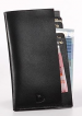 Genuine black leather billfold  with 6 bill compartments, 10x18 cm