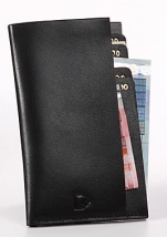 Brieftasche echte schwarze Leder, 6 Scheinfächern, 10x18 cm
