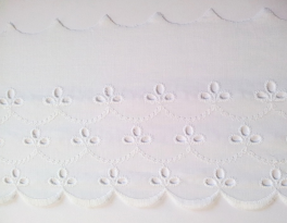 Dentelle broderie anglaise 100% coton blanc 100mm