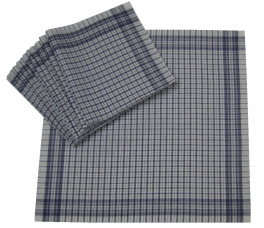 Mouchoirs de travail 50x50 cm vichy carré bleu & blanc 100% coton 12 pièces