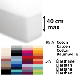 Drap housse 95% coton et 5% elasthane 250 gr pour matelas 40 cm lavable 60°C