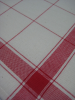 Essuie vaisselle 65x70 cm mixte écru hotel bord et quadrillage rouge