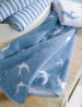 Shower sheet 70x140cm 100% cotton terry blue and white swallows double sided