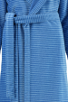 Badjas sjaalkraag capuchon 100% katoen velours blauwe lijnen 115 cm