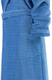 Bathrobe shawl collar hood 100% cotton velour blue lines 115 cm