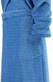 Peignoir col châle capuche 100% coton velours lignes bleues 115 cm