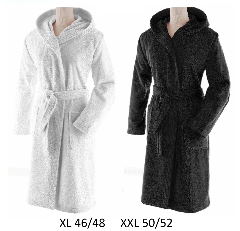 Hooded bathrobe XL or XXL 100% combed terry cotton