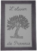 Essuie vaisselle l'olivier de provence noir 100% coton jacquard 50x75 cm