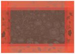Placemat 40x55 cm 100% cotton brown, orange and coral flowers