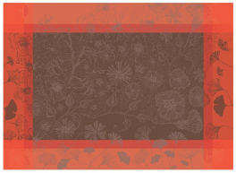 Tafelset 40x55 cm 100% katoen bruine, oranje en koraalbloemen