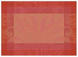 Set de table 40x55 cm 100% coton plumes corails, roses et rouges