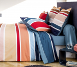 Bettbezug + Kissenbezüge Farblinien 100% bedruckter Baumwollperkal