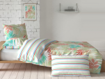 Housse couette + taie réversible tropical 100% coton percale LF easy care