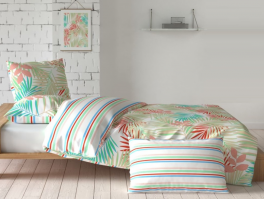 Tropical reversible duvet cover + pillowcase 100% cotton percale easy care