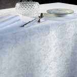 Tafelkleed, tafelloper, placemat, servet witte bloemen 100% katoen (32)