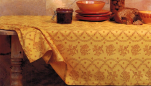 Tablecloth 145X300 Megan yellow ocher 52% linen 48% cotton easycare