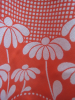 Reversible tablecloth round 160 cm diameter 100% cotton, red daisies