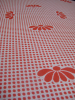 Reversible tablecloth round 160 cm diameter 100% cotton, red daisies