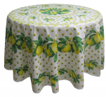 Round tablecloth 180 cm diameter 100% cotton yellow lemons