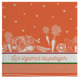 Hand towel 50x50 cm vegetables from the kitchen garden 100% cotton jacquard