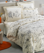Duvet cover + pillowcases cats and mice 100% cotton
